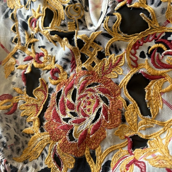 Anthropologie Mathilda Balloon Sleeve Mixed Print Blouse Size XSmall Floral Boho - Picture 11 of 11